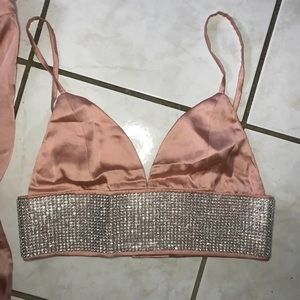 Blush rhinestone two piece